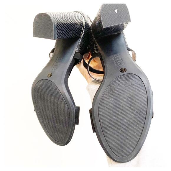 a.n.a Reptile Strappy Block Heel Black Size 10 Glam Whimsygoth - Picture 9 of 13